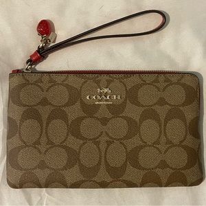Coach Wild Strawberry Large Wristlet w/strawberry charm